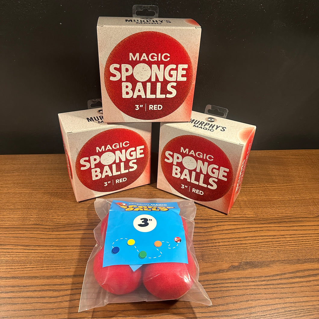 3” RED Sponge Ball (4 x 4Packs) by Murphys & Penguin Magic (#64 Bin2)
